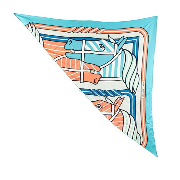 HERMES Blue Silk Scarf - Picture 1 of 7